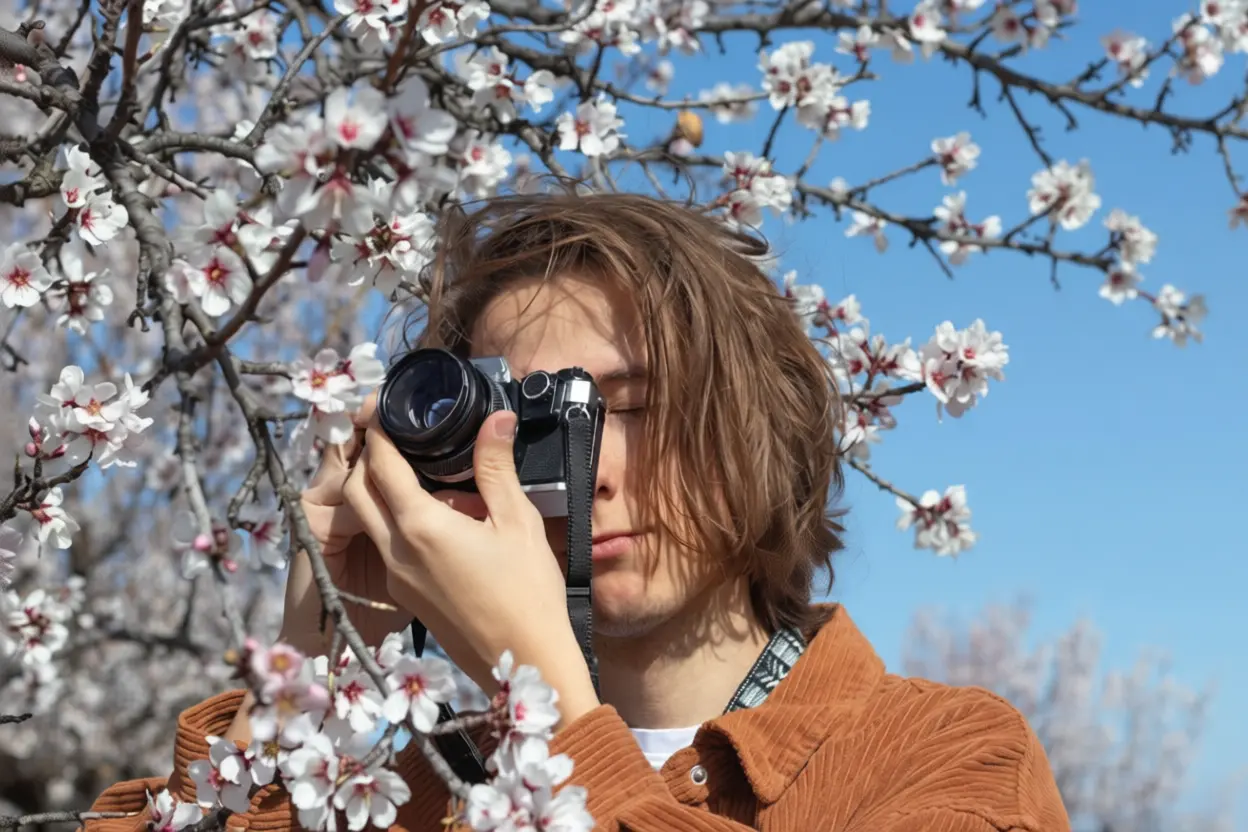Appareil photo argentique ouvert avec pellicule 35mm visible dans le compartiment