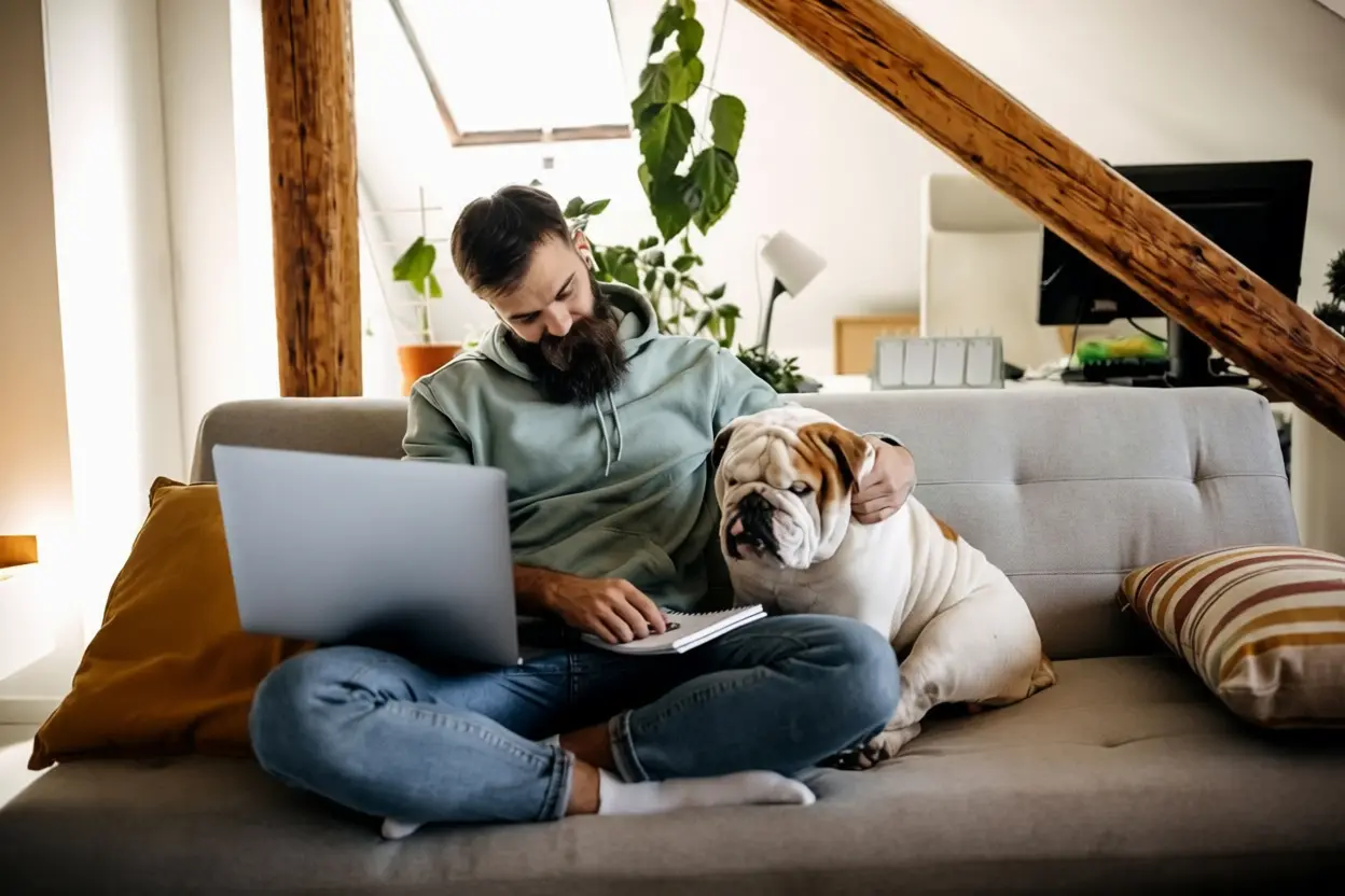Chien fidèle suivant son propriétaire pour exprimer son attachement