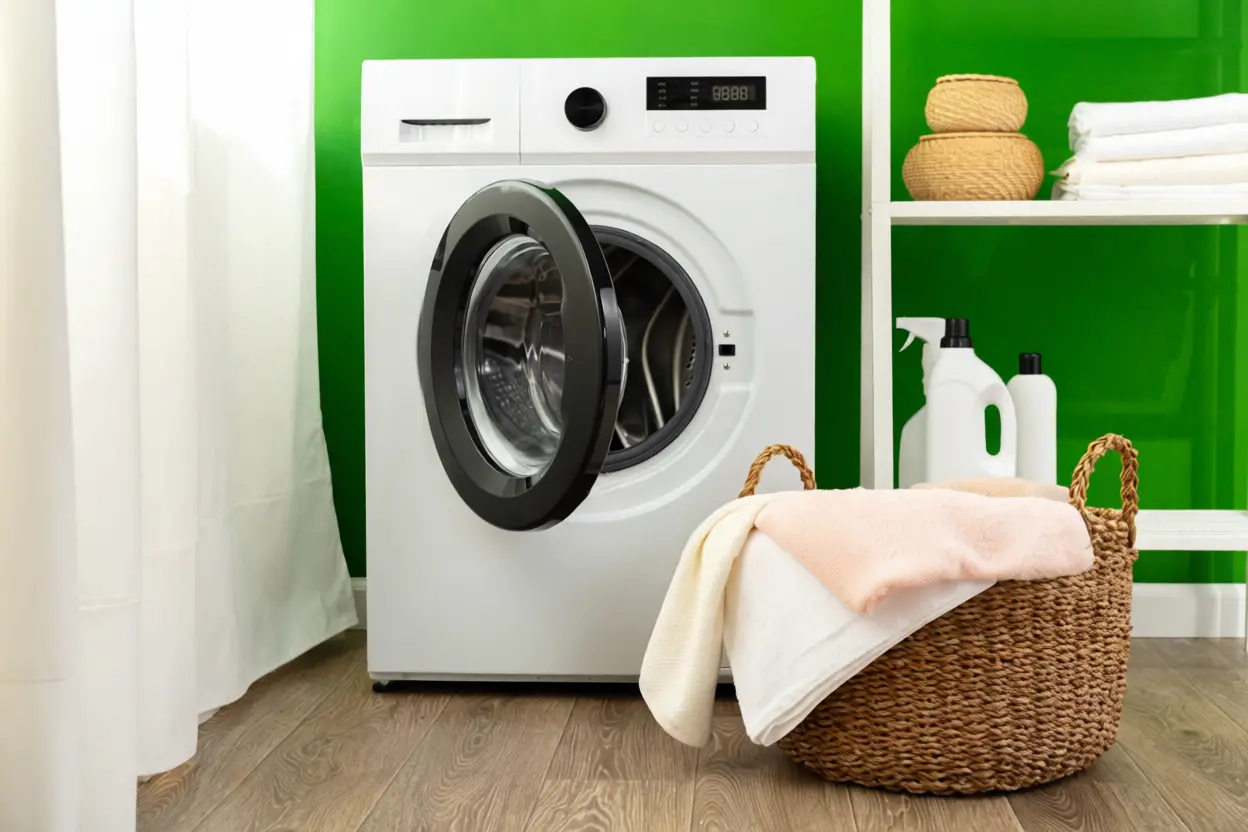 Sachet en tissu avec feuilles de laurier prêt pour la machine à laver