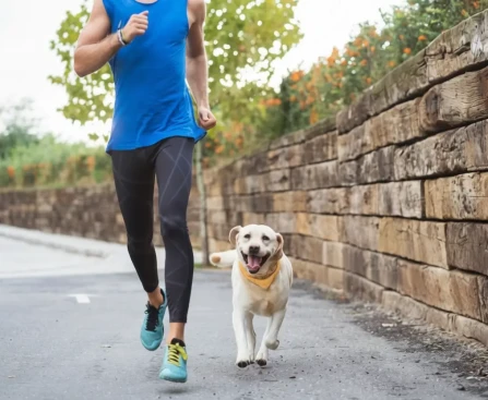 Personne pratiquant une activité sport avec son chien pour améliorer son bien-être