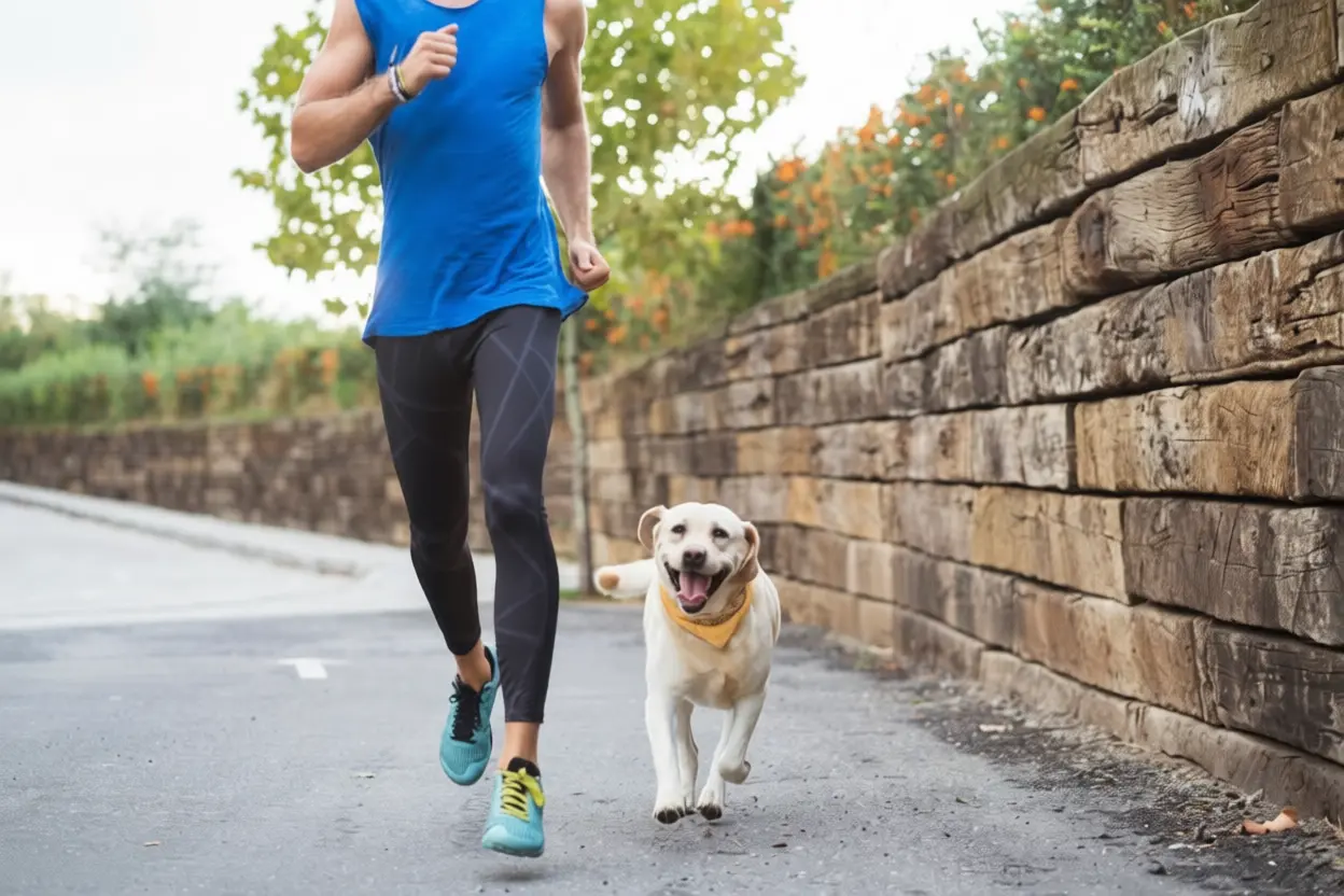 Personne pratiquant une activité sport avec son chien pour améliorer son bien-être