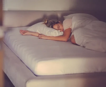 Chambre confortable avec thermostat réglé à la température idéale pour dormir