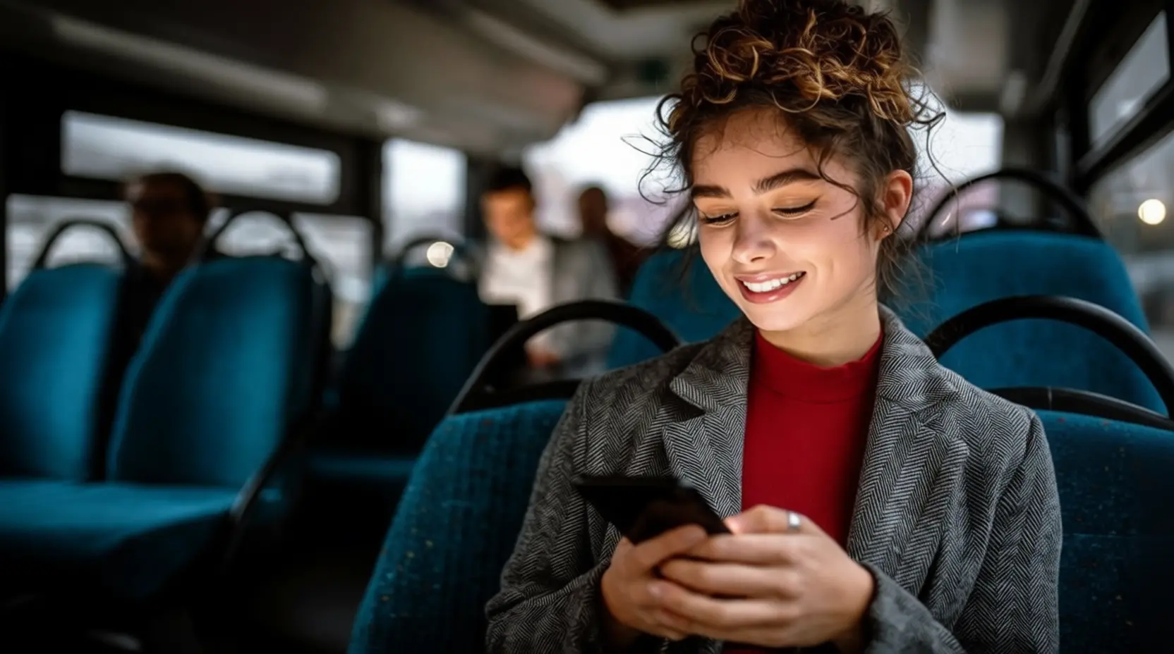 Voyageur travaillant sur ordinateur avec WiFi stable dans un train grâce au satellite