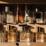 Flacons de parfum rangés dans un tiroir de chambre à coucher pour une conservation optimale