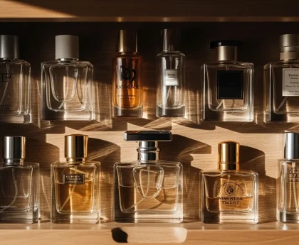 Flacons de parfum rangés dans un tiroir de chambre à coucher pour une conservation optimale