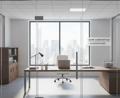 Bureau moderne avec adresse professionnelle pour domiciliation d'entreprise