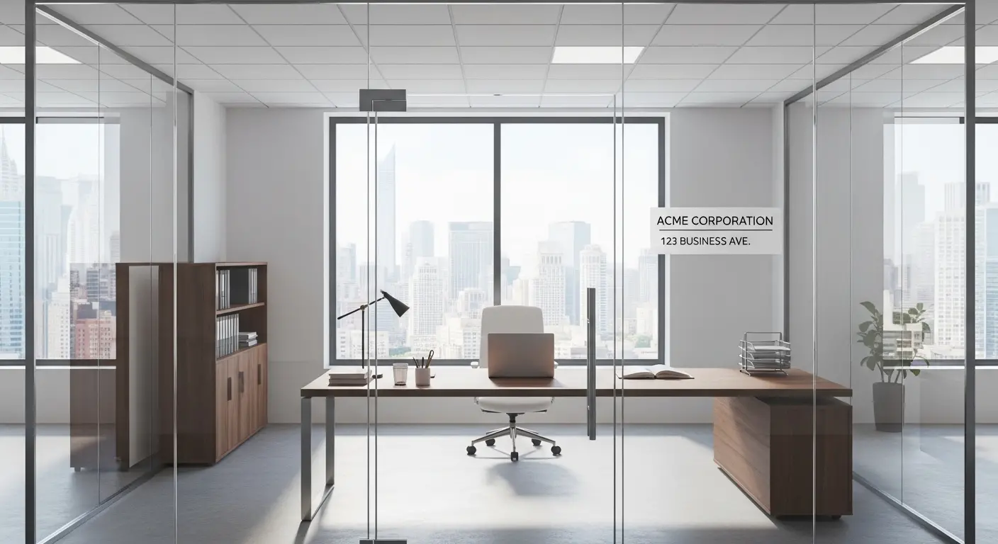 Bureau moderne avec adresse professionnelle pour domiciliation d'entreprise