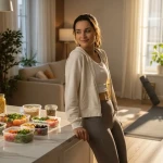 Femme active au quotidien retrouvant du confort grâce à une organisation simple et efficace