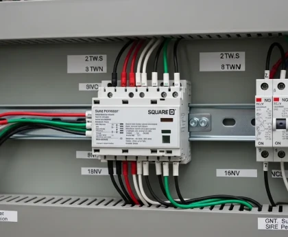 Parafoudre installé sur un tableau électrique pour protéger la maison contre la foudre