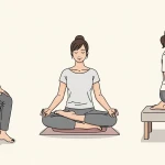 Différentes positions de méditation : chaise, tailleur et seiza sur coussin