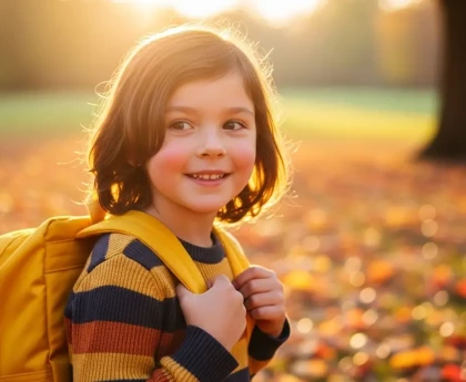 Enfant souriant avec son cartable prêt pour la rentrée scolaire sans stress