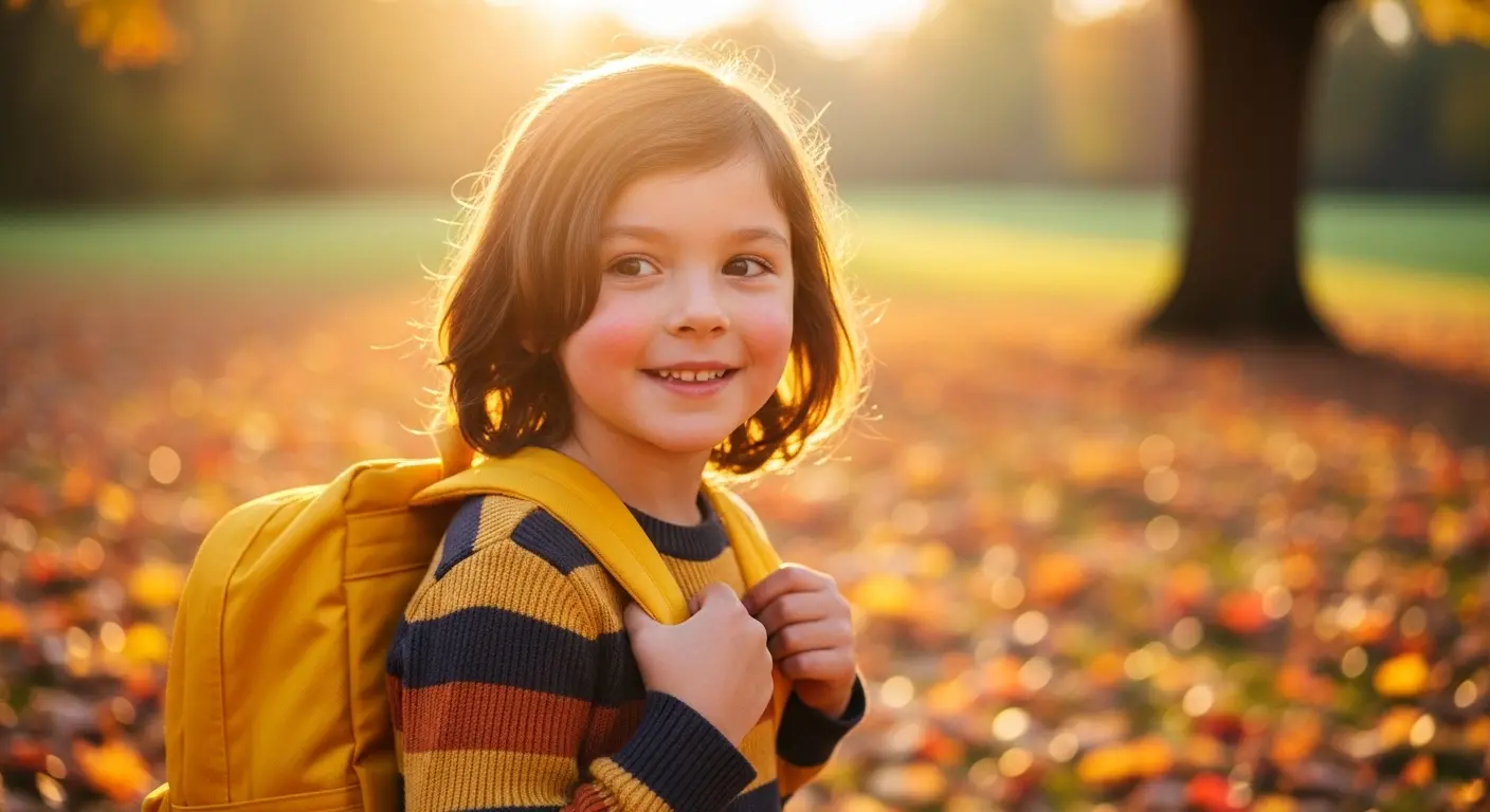 Enfant souriant avec son cartable prêt pour la rentrée scolaire sans stress